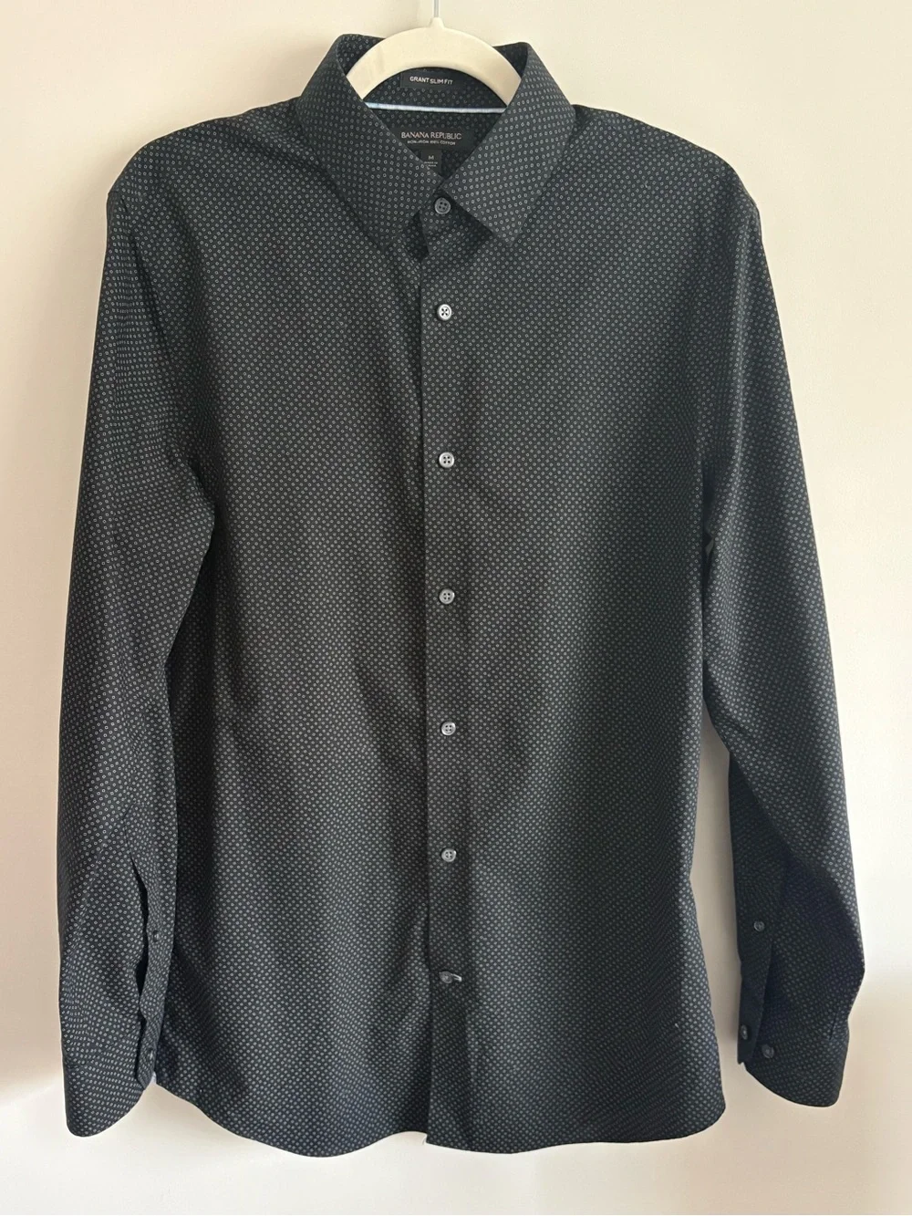 Banana Republic Men's Black Micro Dot Dress Shirt